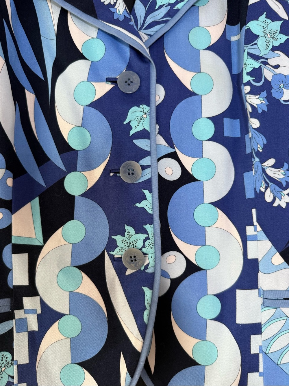Averardo Bessi Italian Made Art Deco Blazer Jacket Abstract Colorful Blue Black - Picture 4 of 10